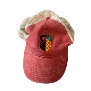 Kettlebell & Pineapple hat, faded red